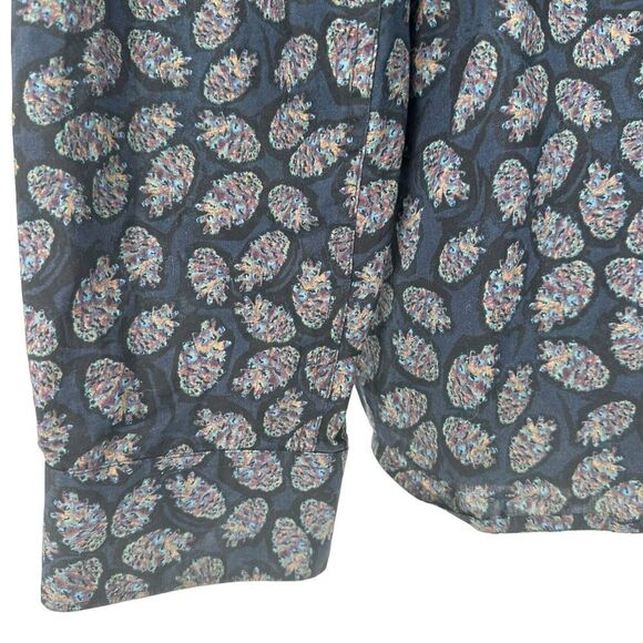 Perry Ellis Slim Fit Long Sleeve Button Up Shirt XXL Blue Abstract Pineapple Top - Picture 5 of 8